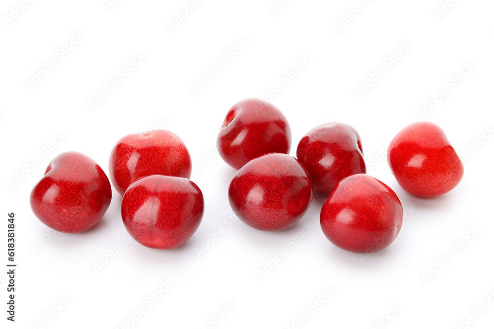 Many sweet cherries on white background Many sweet cherries on white background