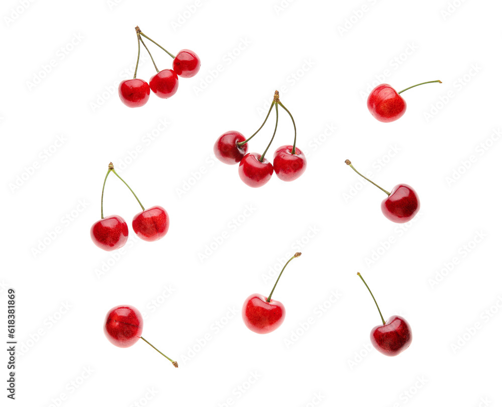 Many sweet cherries on white background Many sweet cherries on white background