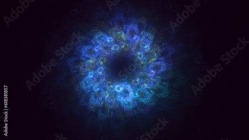 3D rendering abstract multicolor supernova fractal light background
