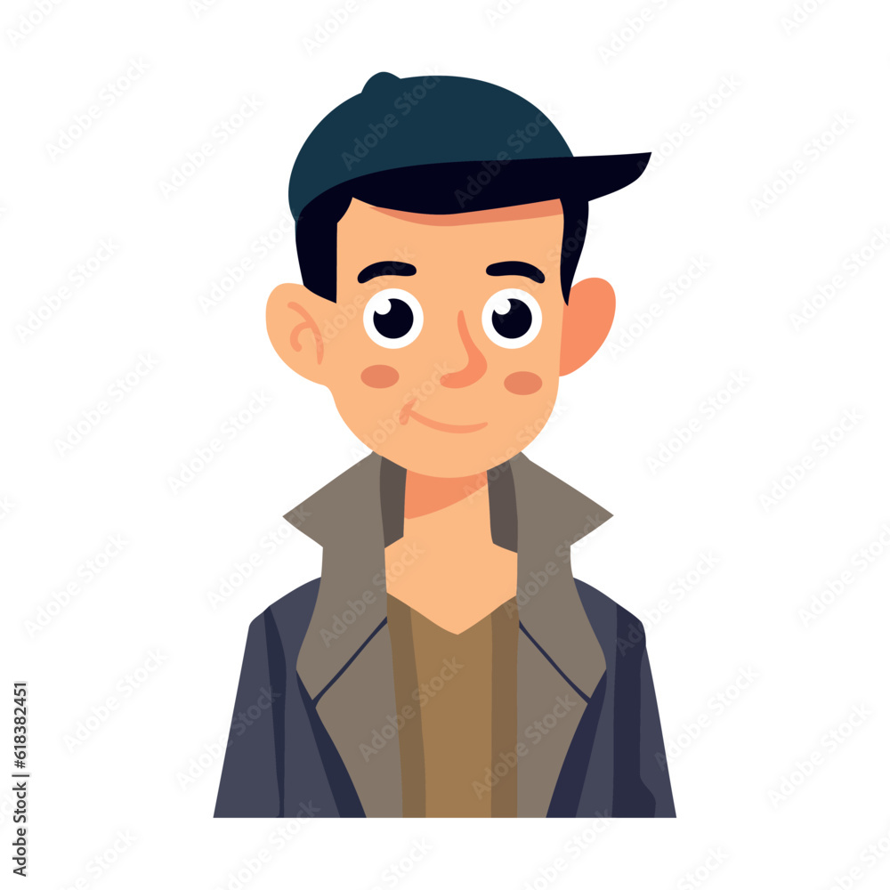 Smiling boy in jacket cartoon Smiling boy in jacket cartoon