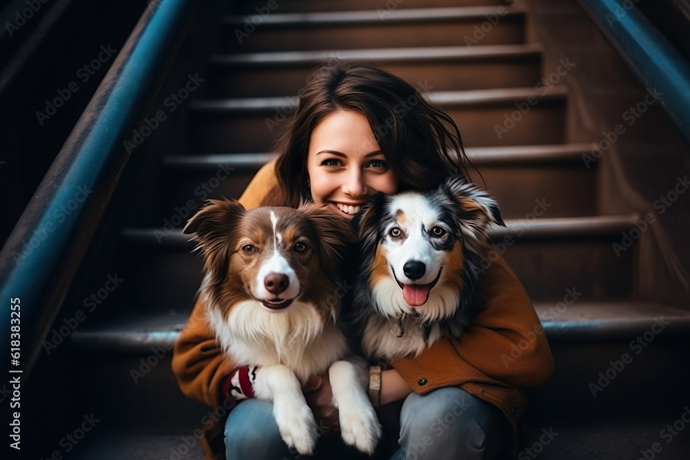 AI generated image of woman with dogs