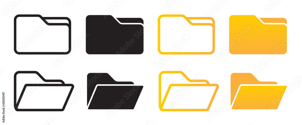 Folder icon vector set. Desktop black and yellow folder icon. Office ...