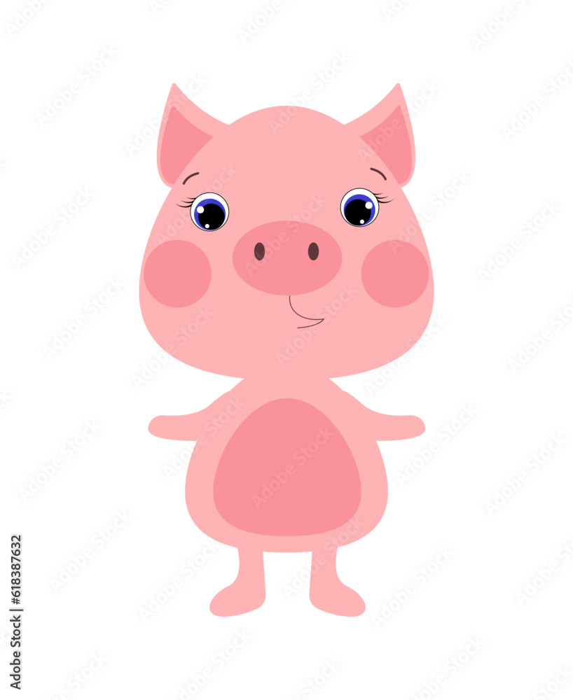 Funny pig on an isolated white background Funny pig on an isolated white background