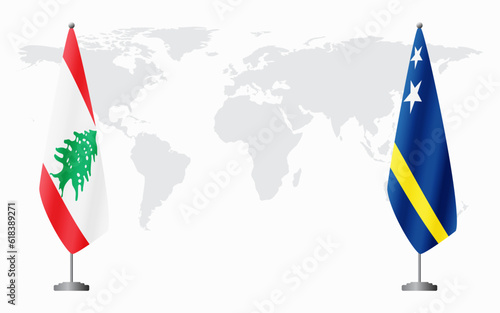 Lebanon and Curacao flags for official meeting