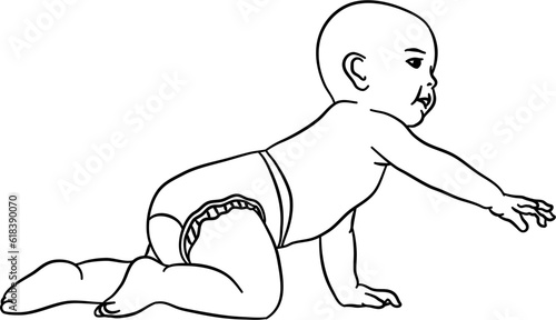 Funny Baby Outline Illustration Vector