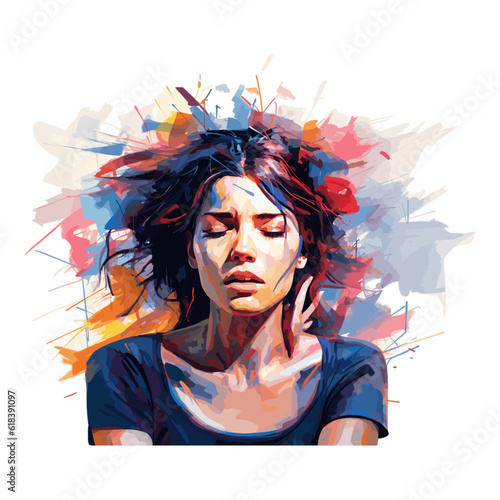 Migraine Headache Abstract Vector Illustration