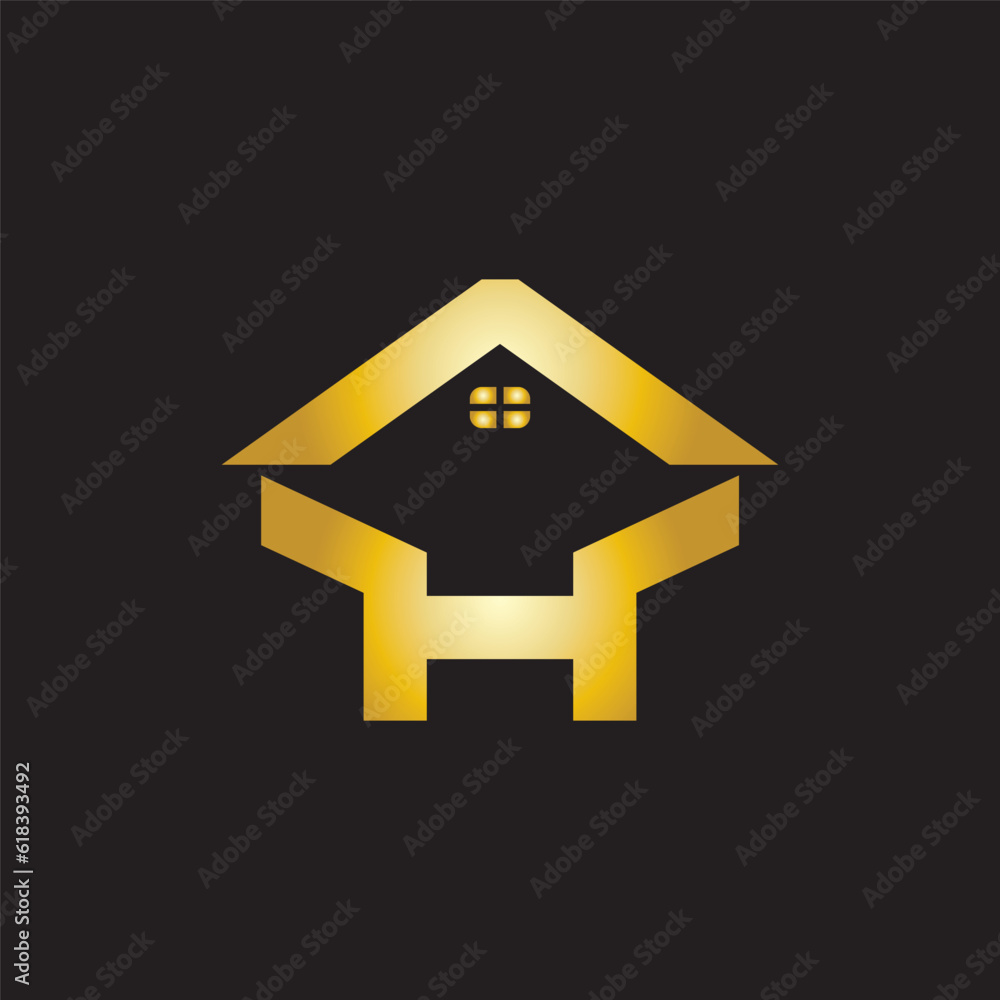 letter H house logo building illustration. letter H house logo building illustration.