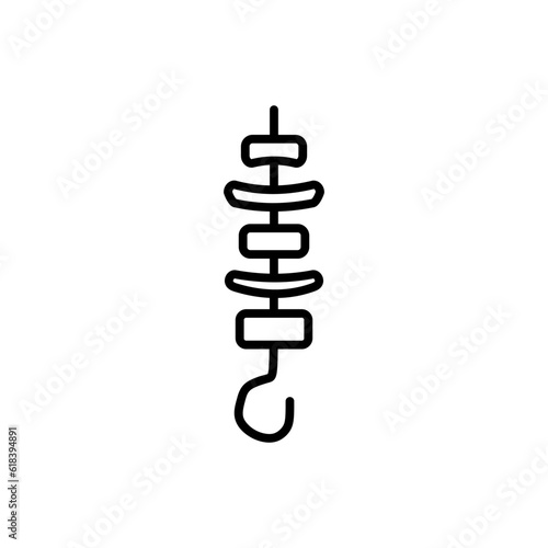 Shish kebab icon in outline mode. Vector illustration of summer camp equipment in trendy style. Editable graphic resources for many purposes.