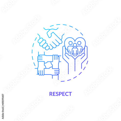 Respect blue gradient concept icon. Human dignity. Cultural sensitivity. Work together. People relationship. Diversity and inclusion abstract idea thin line illustration. Isolated outline drawing
