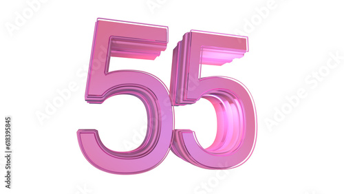 Creative design pink 3d number 55