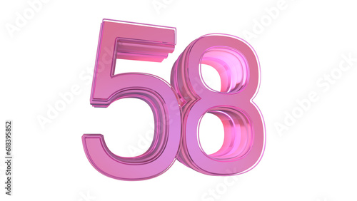Creative design pink 3d number 58