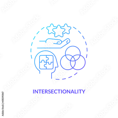 Intersectionality blue gradient concept icon. Person identity. Social justice. Mental health. Cultural competence. Unique experience abstract idea thin line illustration. Isolated outline drawing