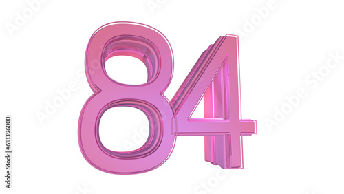 Creative design pink 3d number 84