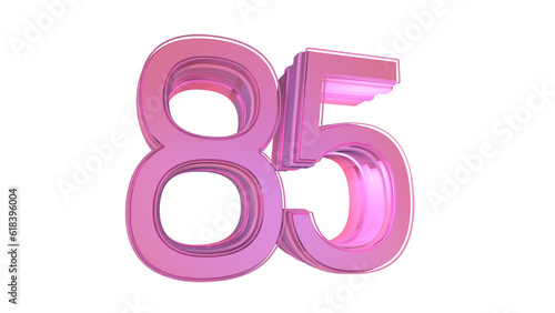 Creative design pink 3d number 85