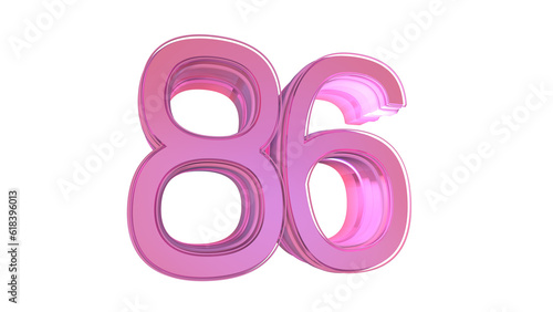Creative design pink 3d number 86
