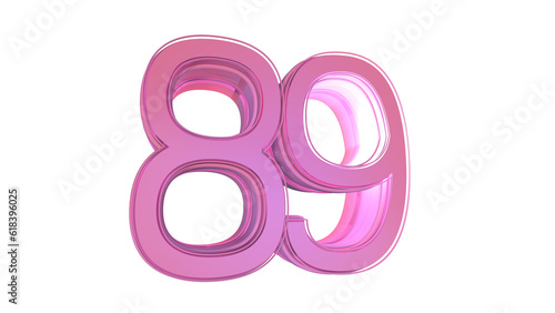 Creative design pink 3d number 89