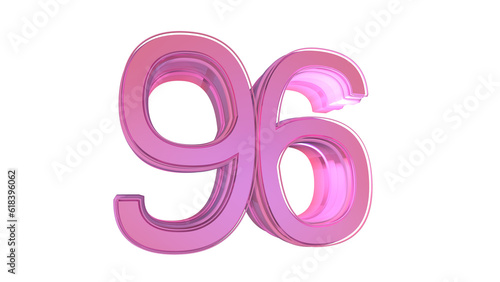 Creative design pink 3d number 96