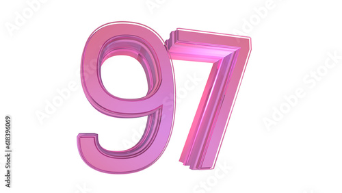 Creative design pink 3d number 97