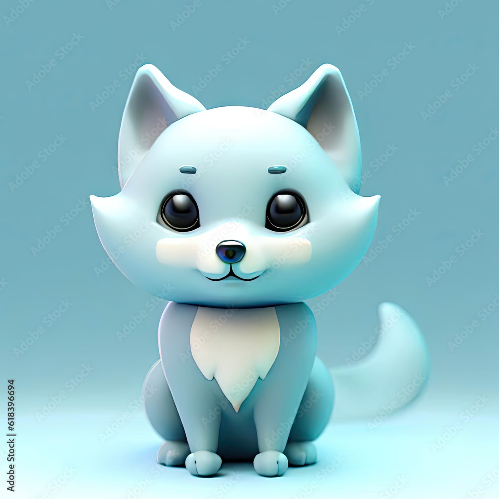 Cute wolf 3D style creative AI design. Cute wolf 3D style creative AI design.