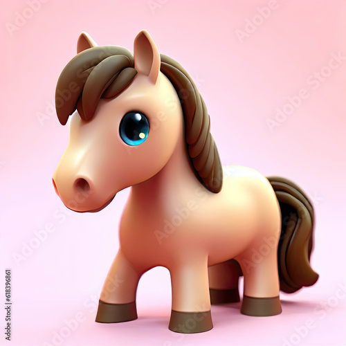 Cute horse 3D style creative AI design © pla2u
