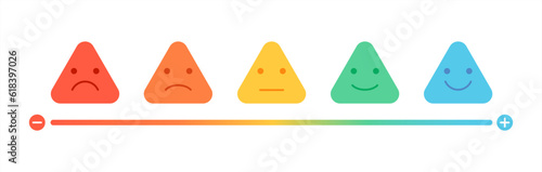 Smiley rate scale emotion emoji icon. Feedback rate survey emoticon satisfaction meter. Vector illustration.