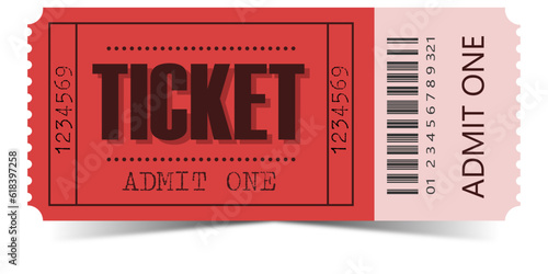 Ticket admit one retro style, red