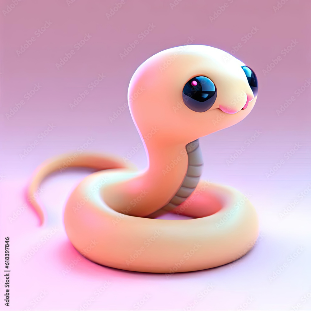 Fototapeta premium Cute snake 3D style creative AI design