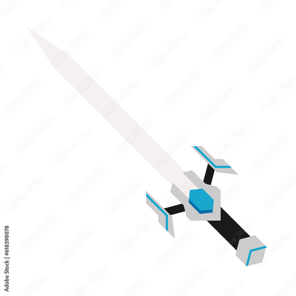 Cybernetic Blue Sword Illustration Icon, Isolated Cybernetic Blue Sword Illustration Icon, Isolated