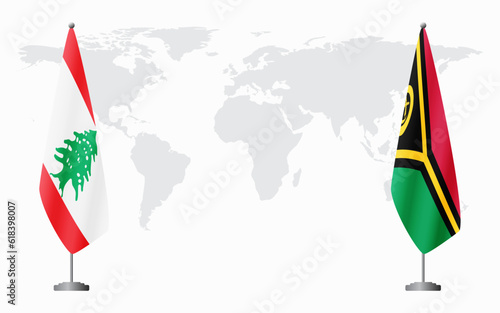 Lebanon and Vanuatu flags for official meeting