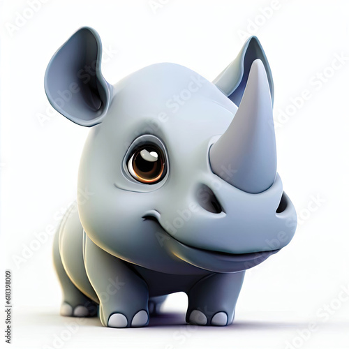 Cute rhinoceros, 3D style, creative AI design photo