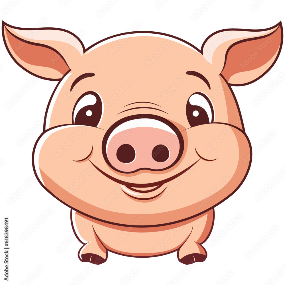 pig flat cartoon, farm logo design pig flat cartoon, farm logo design