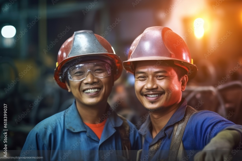 Portrait group of diverse industry workers working in a factory warehouse. Young industrial engineer people process orders and products together at the manufacturing plant then crossing Portrait group of diverse industry workers working in a factory warehouse. Young industrial engineer people process orders and products together at the manufacturing plant then crossing