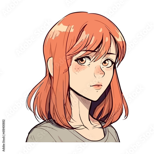 Beautiful young woman anime style