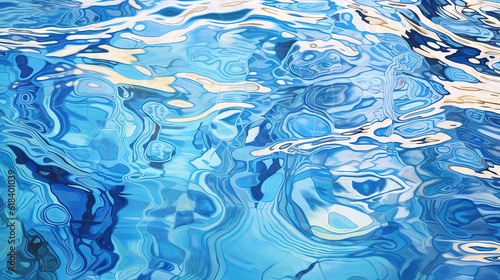 Ripples on the blue pool water. Shiny waves of clean pool water. Generated AI.