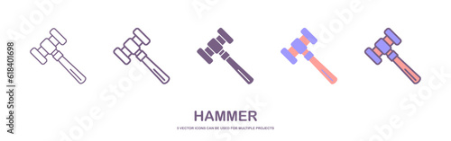 Colorful cartoon claw hammer. Handyman tool for home repair. Construction themed vector illustration for icon, logo, sticker, patch, label, sign, badge, certificate or flayer decoration