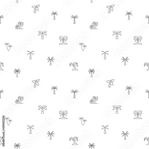 Seamless pattern with palm tree icon on white background. Included the icons as summer, tree, beach, plant, tropical, nature, outdoor, greenery, evergreen, coconut and design elements. © yoojin