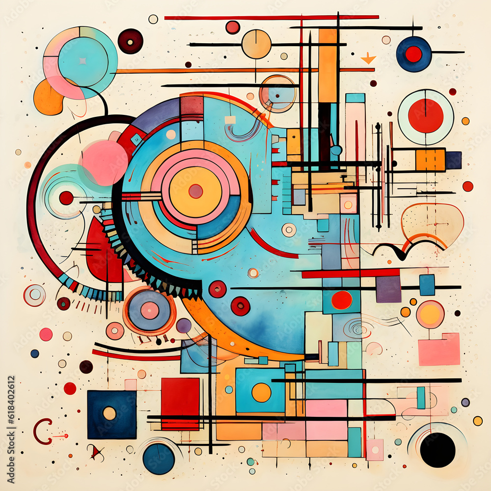 Fototapeta premium Abstract constructive painting created with Generative AI