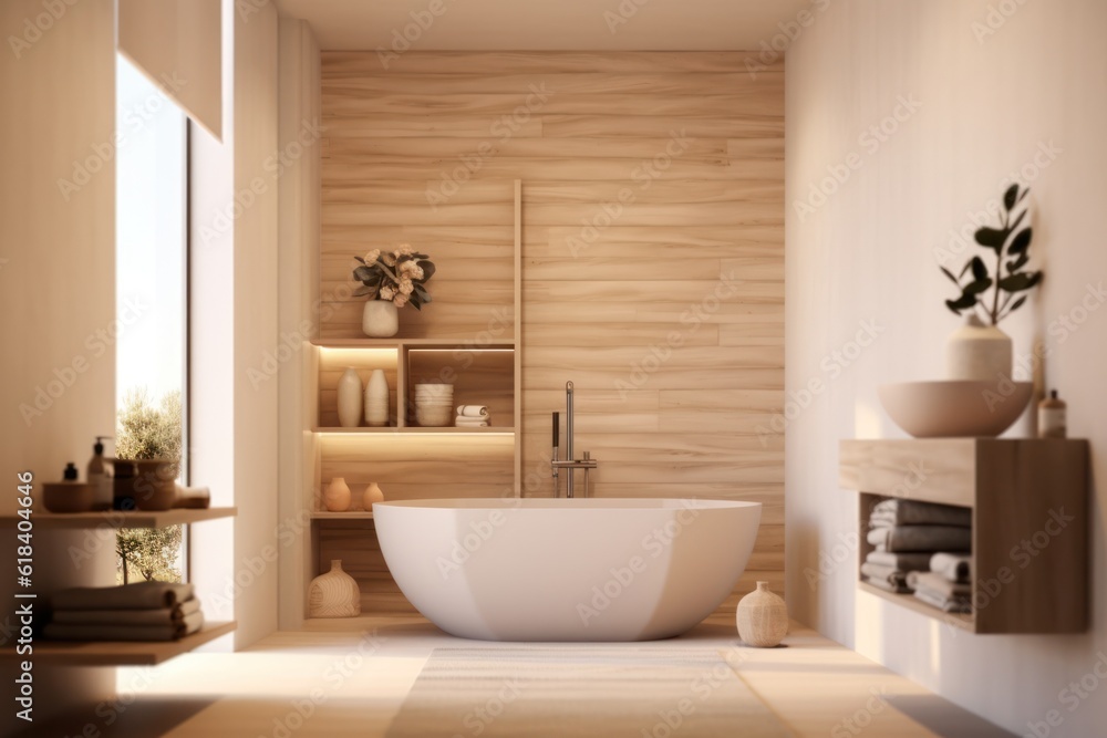 luxury, modern bathroom with wood cabinet, walk-in shower with marble tiled walls, freestanding bathtub. luxury, modern bathroom with wood cabinet, walk-in shower with marble tiled walls, freestanding bathtub.