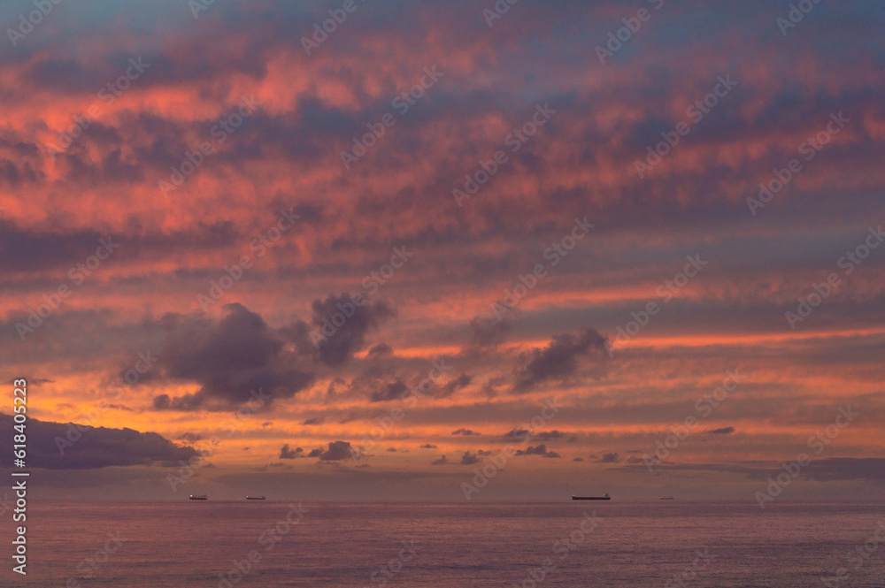 Colorful sunset above Indian Ocean