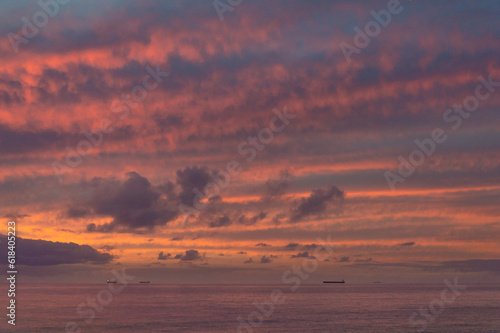 Colorful sunset above Indian Ocean