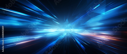 Vector Abstract, science, futuristic, energy technology concept. Digital image of light rays, stripes lines with blue light background