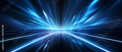 Vector Abstract, science, futuristic, energy technology concept. Digital image of light rays, stripes lines with blue light background