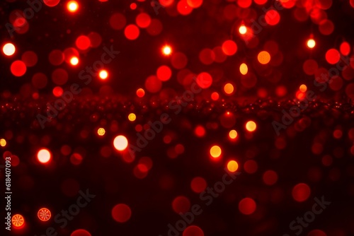 Red Christmas baubles decoration on red background. New Year party background. Minimal style. Flat lay.