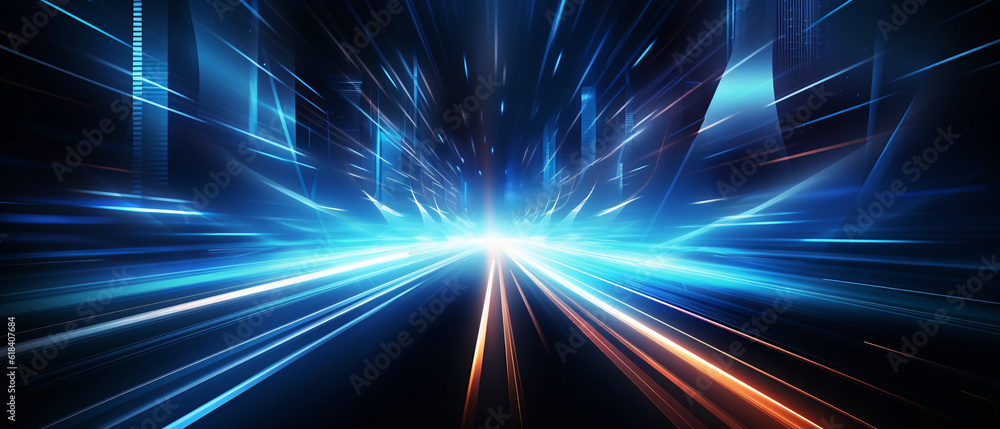 Vector Abstract, science, futuristic, energy technology concept. Digital image of light rays, stripes lines with blue light background Vector Abstract, science, futuristic, energy technology concept. Digital image of light rays, stripes lines with blue light background