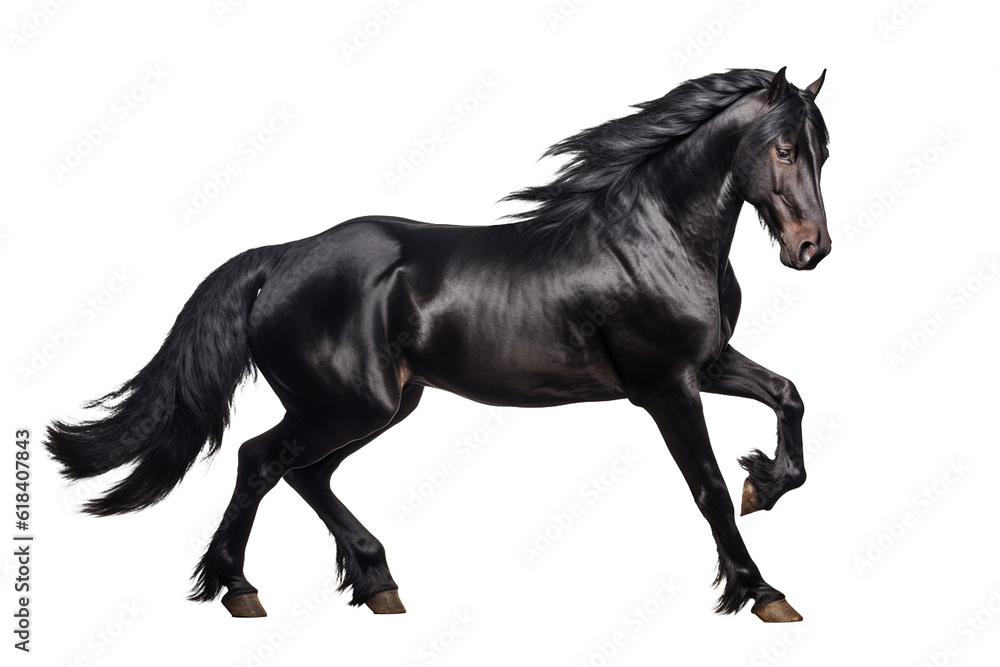 Fototapeta premium Black horse on transparent background