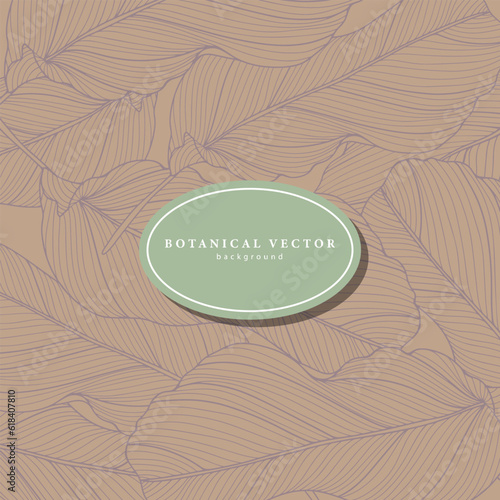 Beige square tropical background with banana leaves. Background for text, photos, diplomas, postcards and presentations