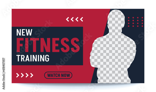 New fitness training gym thumbnail and web banner vector template, editable, fitness, tips,gym, workout