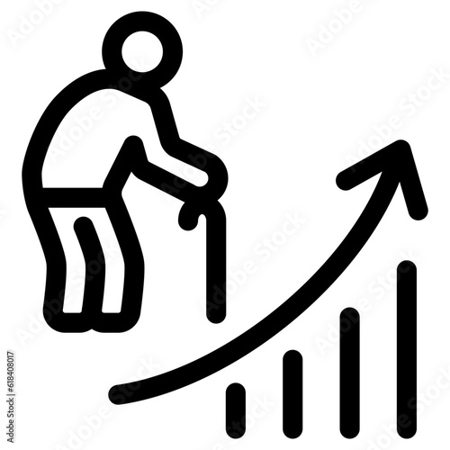 Senior people icon, Aging society, Vector outline icon.