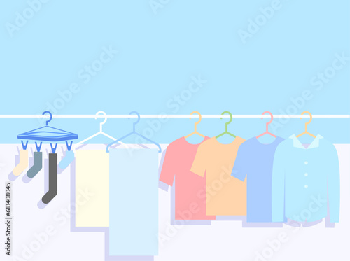 晴れの日の洗濯物イラスト
