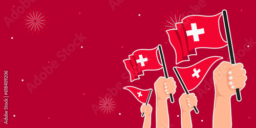 Switzerland 1st of August National Day. Banner Background Element Design, Swiss